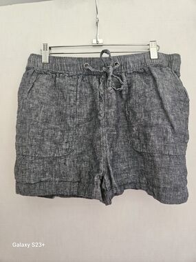 C&C California Women's Charcoal Drawstring Linen-Blend Shorts